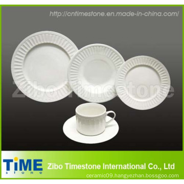 20PC Porcelain White Embossed Dinnerware (1010-09)